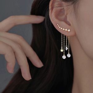 New 18K Gold Vermeil Sterling Silver 925 Dangling Crystal Climber Earrings set